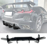 Rear Diffuser Cover Panel With Fins – Gloss Black