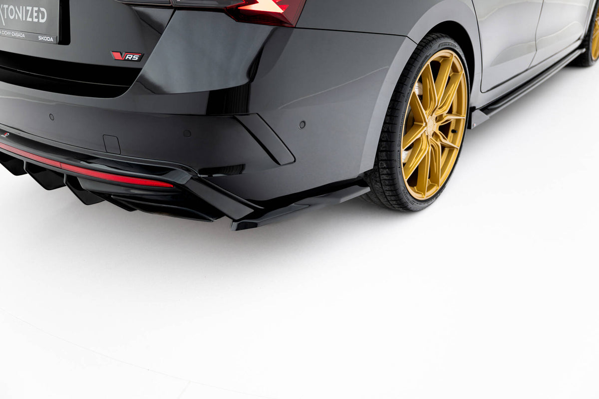 Rear Side Splitters V.7 Skoda Octavia RS Liftback / Combi Mk4 / Mk4 Fa ...