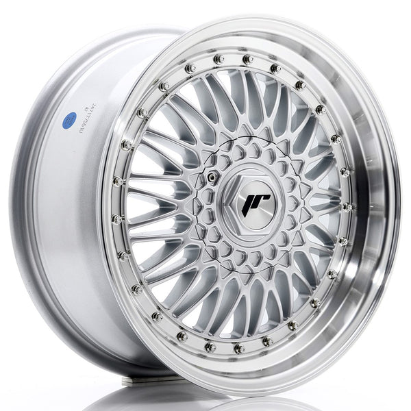 JR Wheels JR9 17x7.5 ET20-35 BLANK Silver w/Machined Lip+Silver Rivets