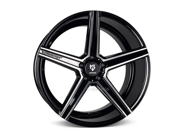 MbDESIGN KV1 11x23 ET 35 5x120 Schwarz glänzend lackiert Konturen poliert