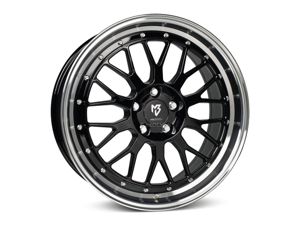 MbDESIGN LV1 7x17 ET 45 5x114.3 Schwarz glänzend lackiert Außenbett poliert