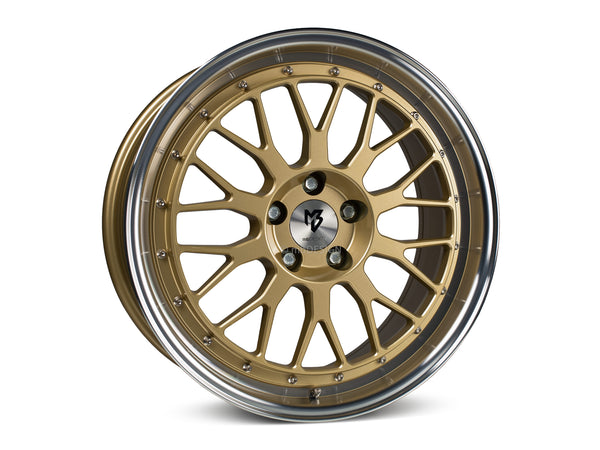 MbDESIGN LV1 7x17 ET 45 5x114.3 Gold glänzend lackiert Außenbett poliert
