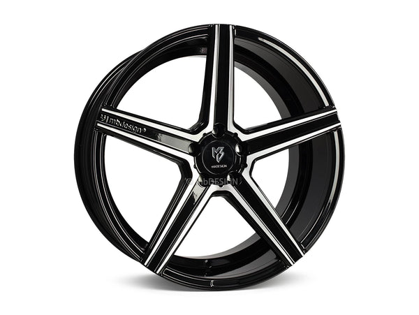 MbDESIGN KV1 9.5x19 ET 45 5x120 Schwarz glänzend lackiert Konturen poliert