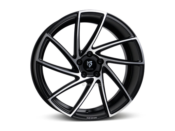 MbDESIGN KV2 8.5x19 ET 43 5x114.3 Schwarz seidenmatt lackiert Konturen poliert