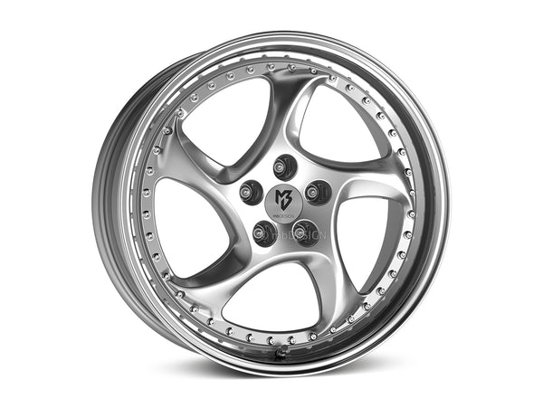 MbDESIGN TURBO S 9.5x19 ET 40 5x112 Silber glänzend lackiert Außenbett poliert