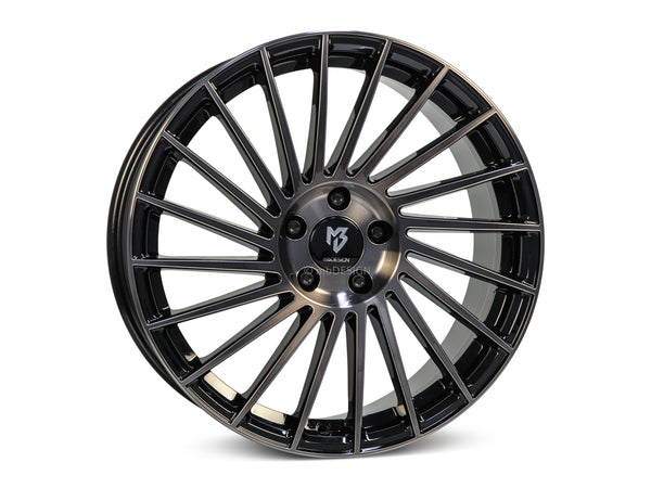 MbDESIGN VR3 8.5x20 ET 45 5x108 Rauchschwarz glänzend lackiert Front poliert