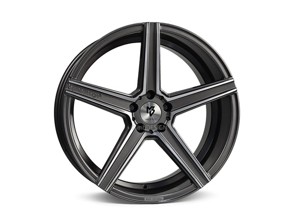 MbDESIGN KV1 9.5x19 ET 45 5x120 Grau glänzend lackiert Konturen poliert