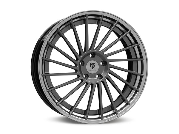MbDESIGN VR3.2 10.5x21 ET 40 5x120 Stern Grau matt lackiert Bett Glanzschwarz poliert
