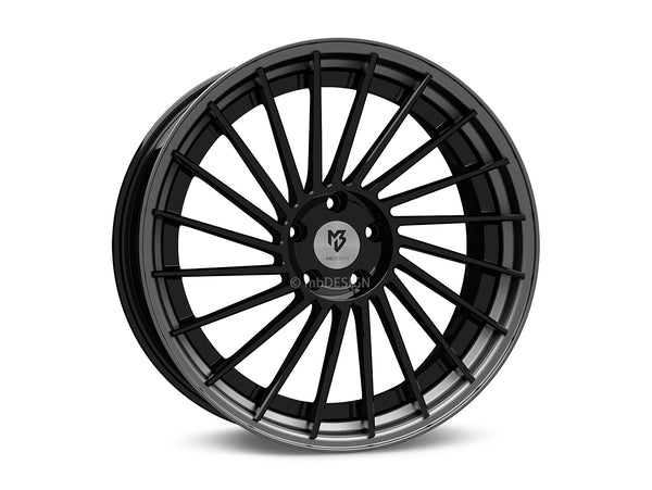 MbDESIGN VR3.2 9x20 ET 42 5x112 Stern Schwarz glänzend lackiert Bett Grau matt lackiert