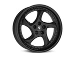 MbDESIGN TURBO S 9.5x19 ET 40 5x112 Stern Schwarz stumpfmatt gepulvert Bett Glanzschwarz lackiert
