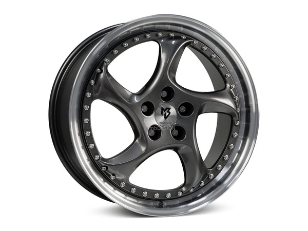 MbDESIGN TURBO S 9.5x19 ET 40 5x112 Grau glänzend lackiert Außenbett poliert