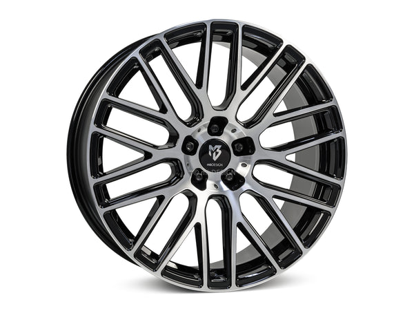MbDESIGN KV4 8.5x18 ET 45 5x120 Schwarz glänzend lackiert Front poliert