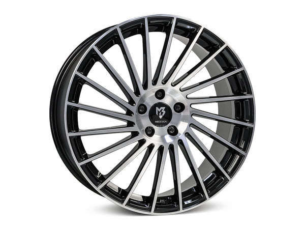 MbDESIGN VR3 8.5x20 ET 45 5x114.3 Schwarz glänzend lackiert Front poliert