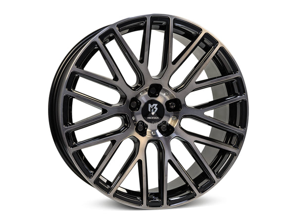 MbDESIGN KV4 8.5x22 ET 40 5x114.3 Rauchschwarz glänzend lackiert Front poliert