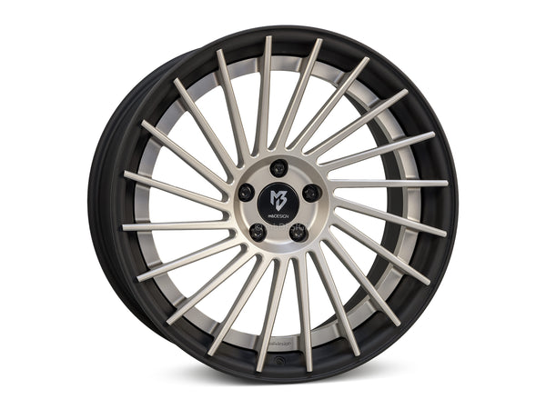 MbDESIGN VR3.2 10.5x21 ET 40 5x120 Stern Champagner matt lackiert Bett Schwarz stumpfmatt gepulvert