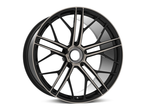 MbDESIGN SF1 12x22 ET 40 ZV Rauchschwarz glänzend lackiert Front poliert